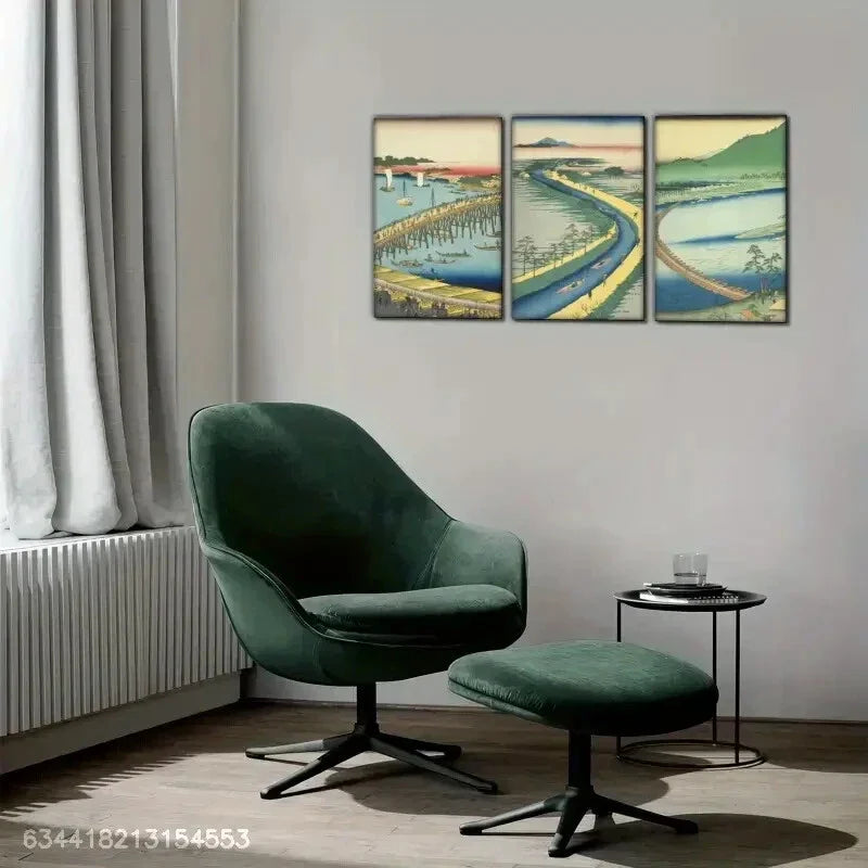 3pcs Sea Ships Bridge Decoration Poster Metal Print Ready to Hang Art
