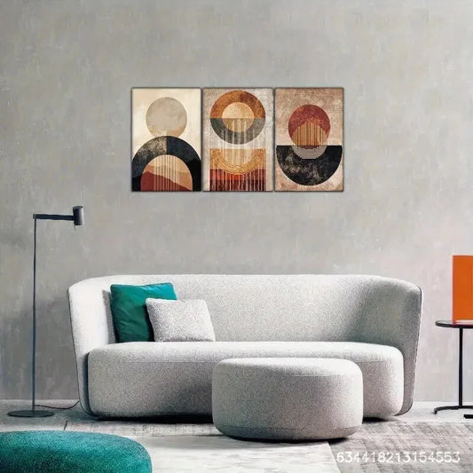 3pcs Elegant Line and Geometric Pattern Metal Print Ready to Hang Art