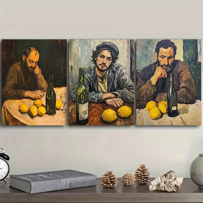 3pcs Drunk man Wall Art Set Canvas Framed 40x60cm - High Quality Print 100% Australian Made Wall Canvas Ready to Hang