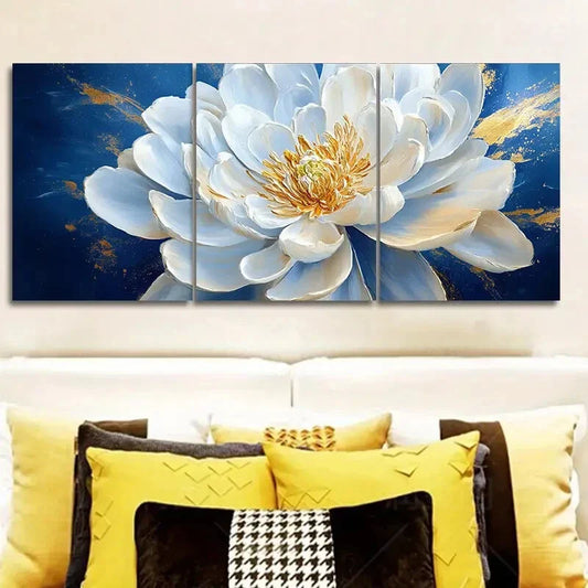 3pcs Oversized white flowers Wall Art Set Canvas Framed 40x60cm - High Quality Print 100% Australian Made Wall Canvas Ready to Hang