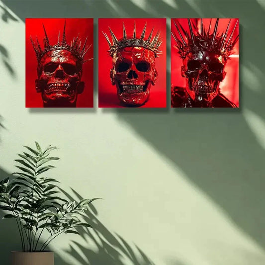 3pcs Gothic Crown Design Metal Print Ready to Hang Art