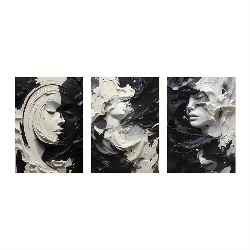 3pcs Abstract People Painting Metal Print Ready to Hang Art