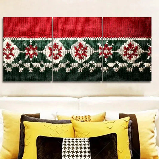 3pcs Christmas sweater pattern Wall Art Set Canvas Framed 40x60cm - High Quality Print 100% Australian Made Wall Canvas Ready to Hang
