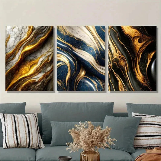 3pcs , Fashionable light luxury abstract art, Metal Print Ready to Hang Art