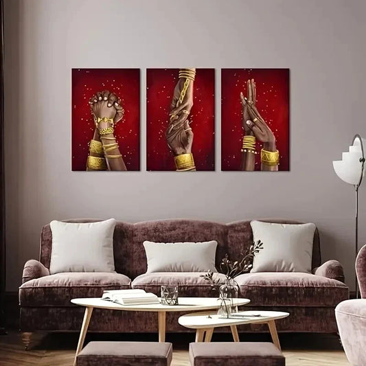 3pcs Man Hand in Hand Love Metal Print Ready to Hang Art