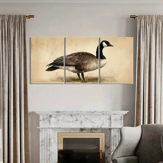 3pcs Artistic Canada Goose Illustration Wildlife Metal Print Ready to Hang Art