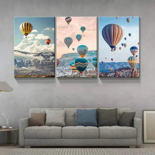 3pcs Vibrant Sky & Mountain Landscape Metal Print Ready to Hang Art