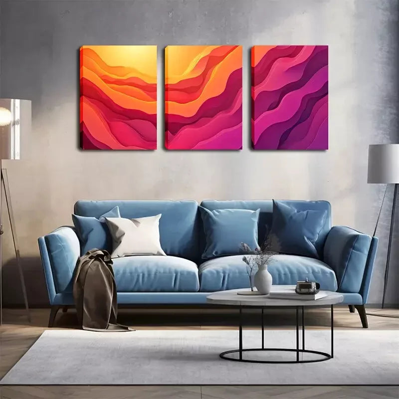 3pcs Abstract Mountain Landscape Wall Art Set Canvas Framed 40x60cm - High Quality Print 100% Australian Made Wall Canvas Ready to Hang