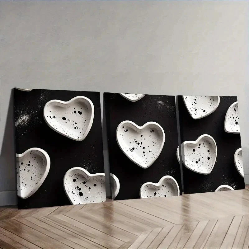 3pcs Shape on black background Wall Art Set Canvas Framed 40x60cm - High Quality Print 100% Australian Made Wall Canvas Ready to Hang