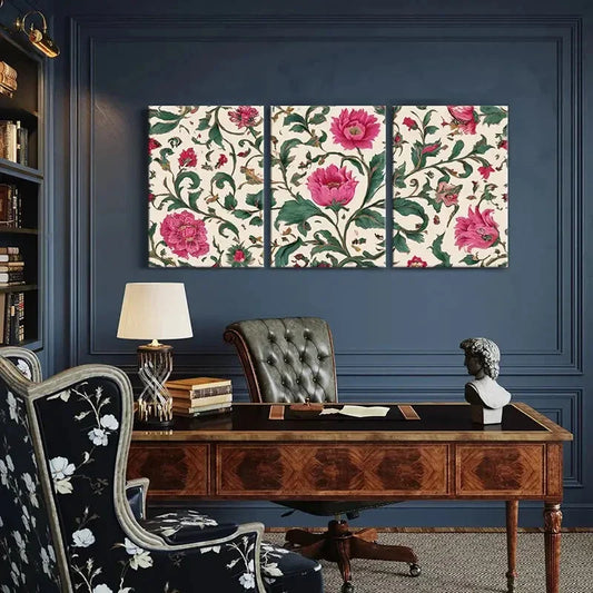 3pcs Vintage Elegant Floral Art Intricate Design Metal Print Ready to Hang Art