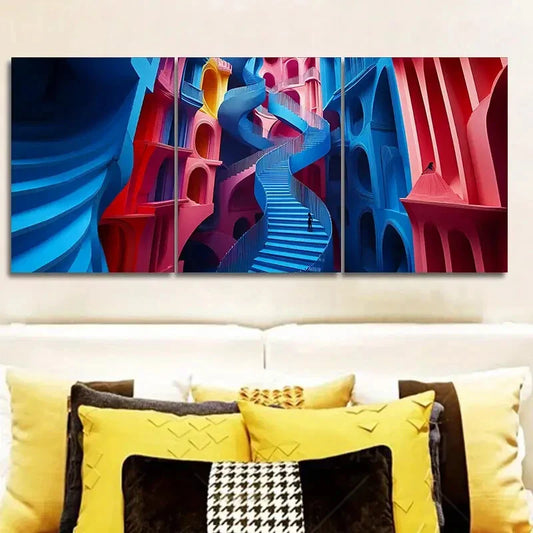 3pcs Spiral Staircase Design, Painting Wall Art Set Canvas Framed 40x60cm - High Quality Print 100% Australian Made Wall Canvas Ready to Hang