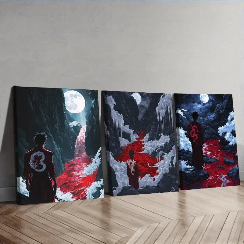 3pcs Dark Lord of hell Wall Art Set Canvas Framed 40x60cm - High Quality Print 100% Australian Made Wall Canvas Ready to Hang
