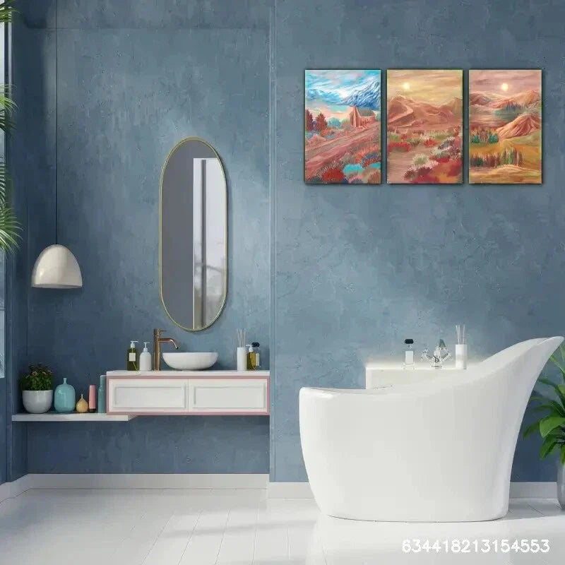 3pcs Mountains and Trees Decoration Poster Metal Print Ready to Hang Art