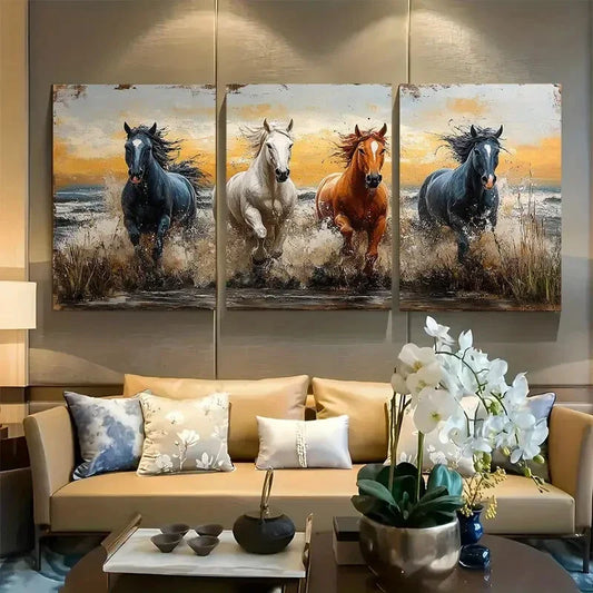 3pcs Wild Appaloosa Horses Design Metal Print Ready to Hang Art