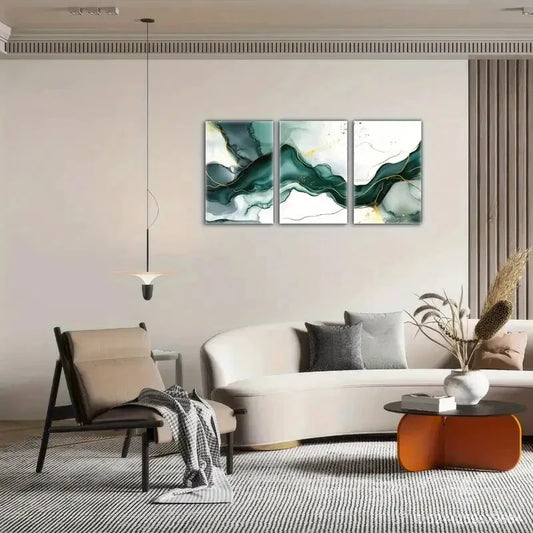 3pcs Artistic Expression Abstract Flowing Art Metal Print Ready to Hang Art