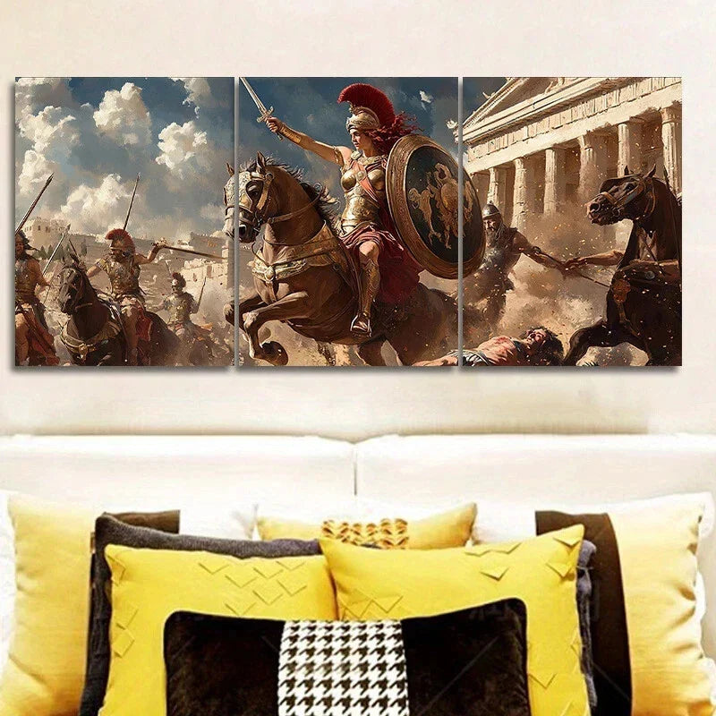 3pcs The Death of Red Lucious Battle Scene Metal Print Ready to Hang Art
