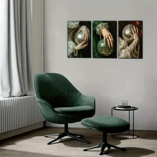 3pcs Disco Ball and Classical Characters Poster Metal Print Ready to Hang Art