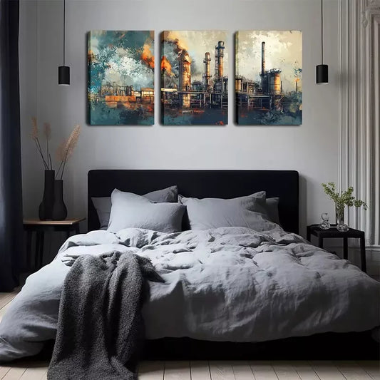 3pcs During The Industrial Revolution, Wall Art Set Canvas Framed 40x60cm - High Quality Print 100% Australian Made Wall Canvas Ready to Hang