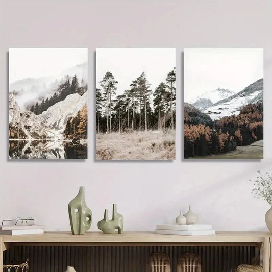 3pcs Beautiful Forest Scenery Forest Metal Print Ready to Hang Art