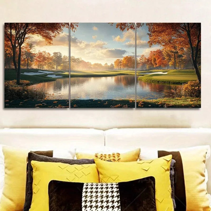 3pcs Golf Course Nature Wall Art Set Canvas Framed 40x60cm - High Quality Print 100% Australian Made Wall Canvas Ready to Hang