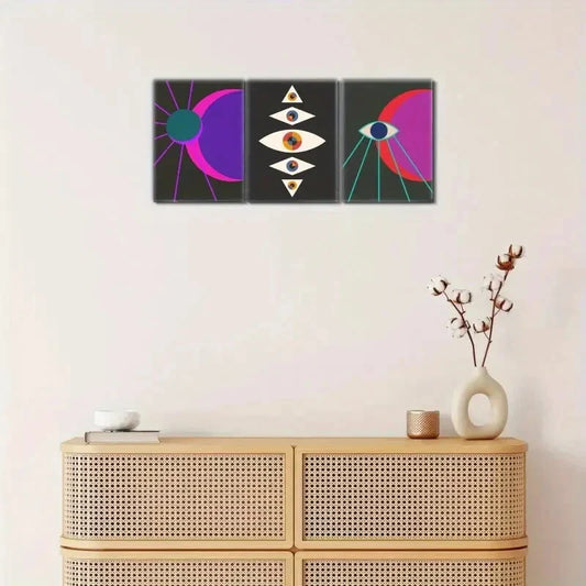 3pcs Touch of Sophistication All Seeing Eye Metal Print Ready to Hang Art
