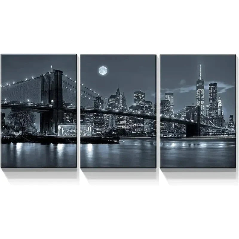 3pcs Modern New York Prints Cityscape Metal Print Ready to Hang Art