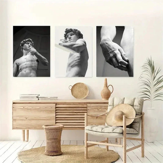 3pcs Greek Portrait Design Metal Print Ready to Hang Art