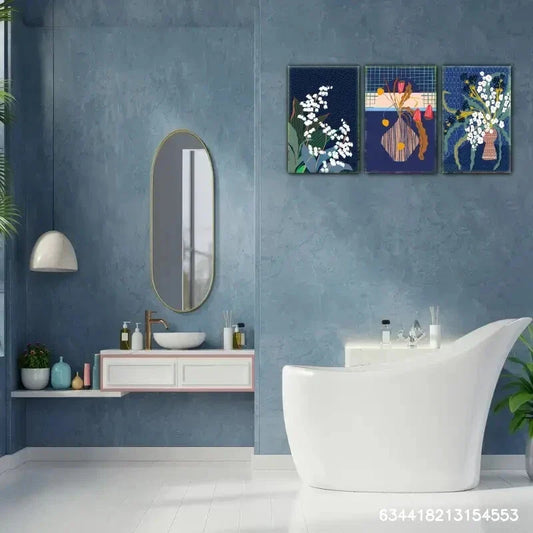 3pcs Poster with floral decoration on Metal Print Ready to Hang Art