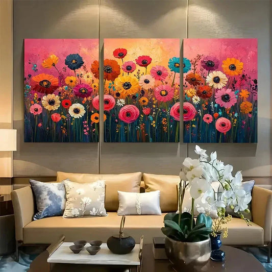 3pcs Wildflower Cottagecore Rustic Pink Decor Metal Print Ready to Hang Art