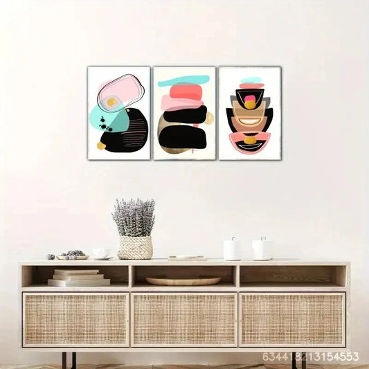 3pcs Abstract Art Deco Poster Minimalist Metal Print Ready to Hang Art