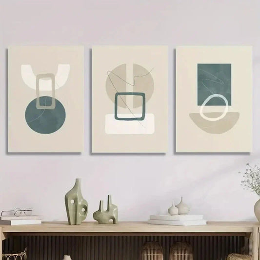 3pcs Colorful Abstract Geometric Shape Art Metal Print Ready to Hang Art