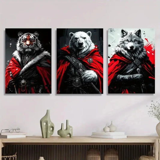 3pcs Fantasy animal guardian, cloaked Metal Print Ready to Hang Art