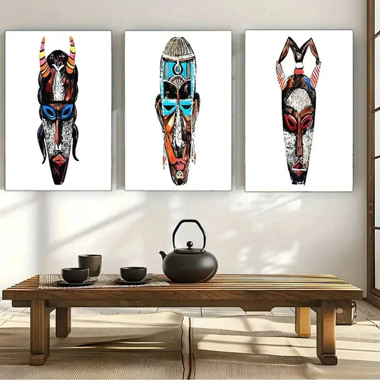 3pcs Elegant Vintage Mask Poster Dormitory Metal Print Ready to Hang Art