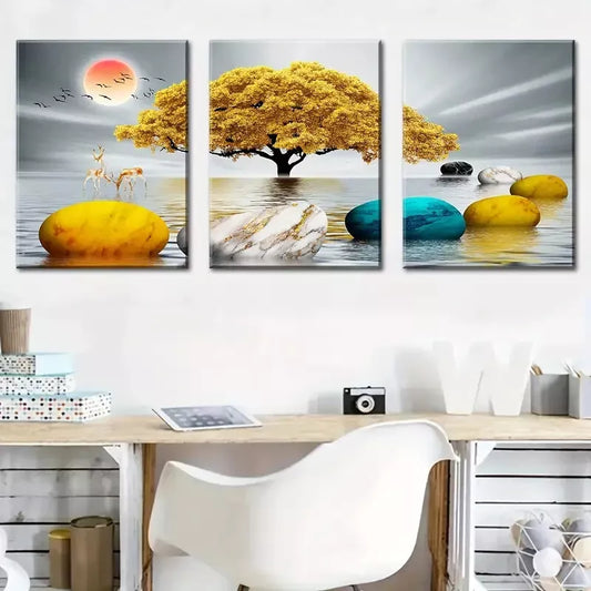 3pcs Water Surface Marble Canvas Framed 40x60cm - High Quality Print 100% Australian Made Wall Canvas Ready to Hang