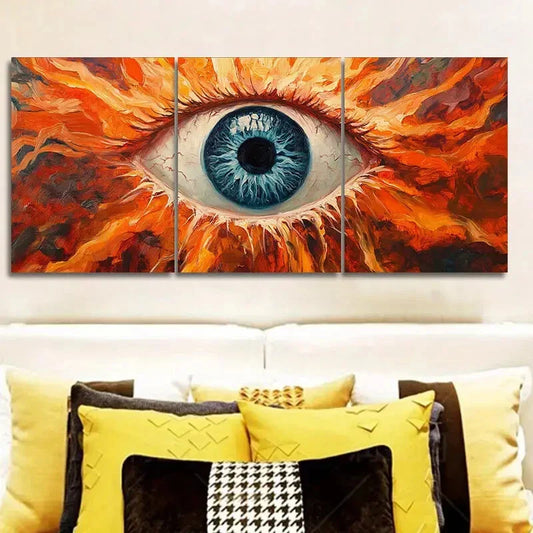3pcs Striking Eyeball Design with Vibrant Flames Wall Art Set Canvas Framed 40x60cm - High Quality Print 100% Australian Made Wall Canvas Ready to Hang