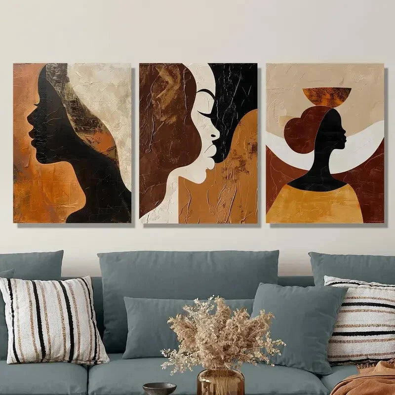 3pcs African American Abstract Art Metal Print Ready to Hang Art