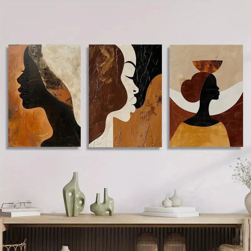3pcs African American Abstract Art Metal Print Ready to Hang Art