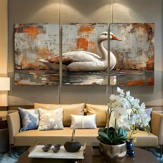 3pcs Goose Rustic Bird Illustration Metal Print Ready to Hang Art