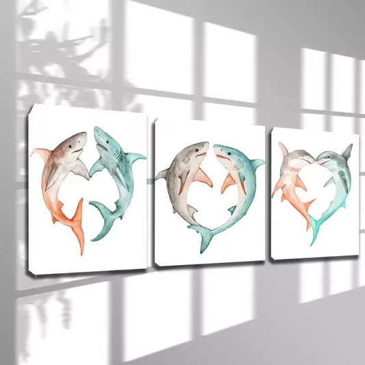 3pcs Artistic Shark Canvas Framed 40x60cm - High Quality Print 100% Australian Made Wall Canvas Ready to Hang