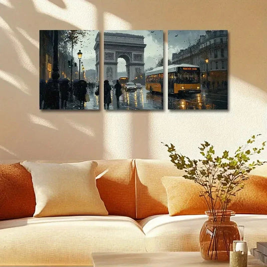 3pcs Featuring The Triomphe in Paris Metal Print Ready to Hang Art