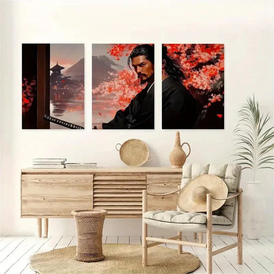 3pcs Mount Fuji Martial Arts Museum Design Metal Print Ready to Hang Art