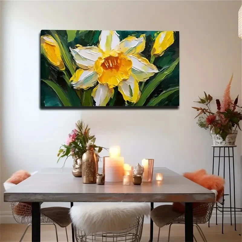 Yellow Lilies Modern Wall Art Canvas Office Home Room Framed 120x60cm