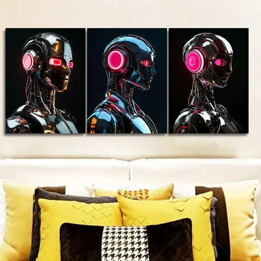 3pcs Astronauts on the moon (19) Wall Art Set Canvas Framed 40x60cm - High Quality Print 100% Australian Made Wall Canvas Ready to Hang