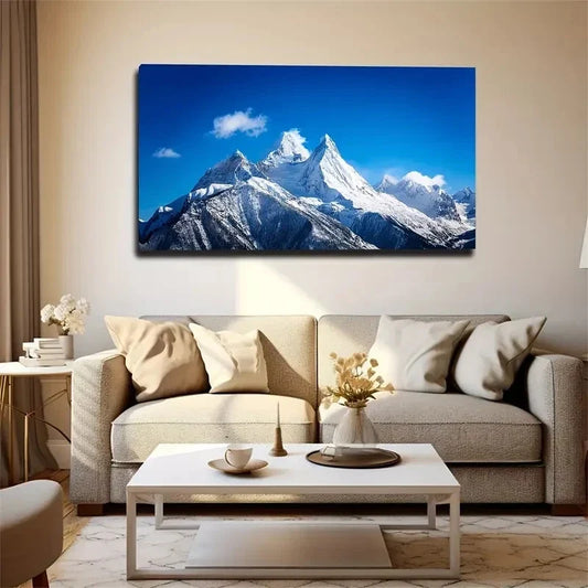 Majestic Snow-Capped Wall Art Canvas Office Home Room Framed 120x60cm