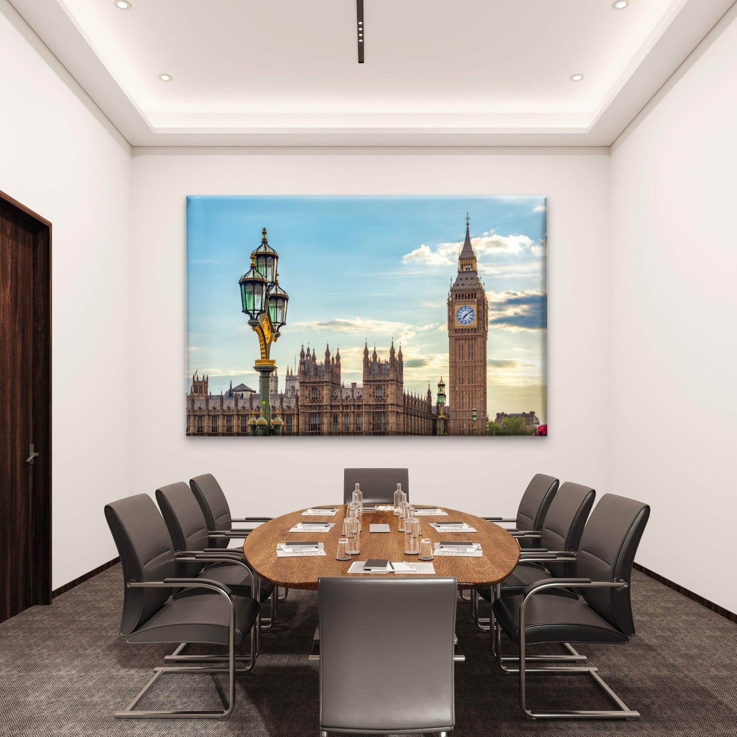 Big Ben Tower and Street Lamp Print 100% Australian Made 90 x 60cm (Stretched)