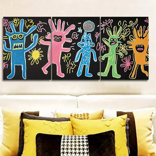 3pcs Surreal character graffiti Metal Print Ready to Hang Art