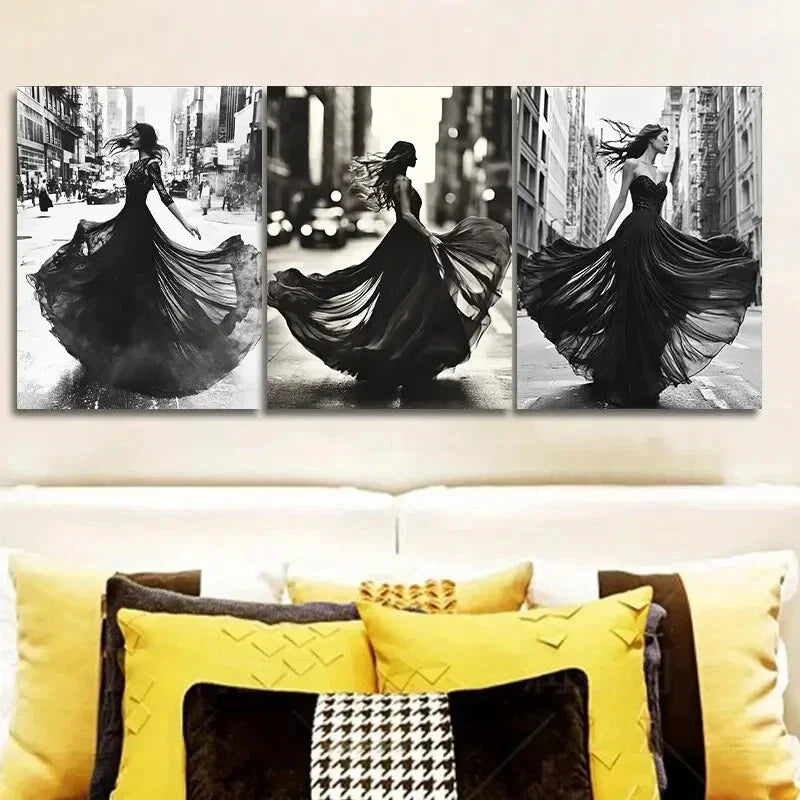 3pcs A model Art Painting Luxurious Metal Print Ready to Hang Art