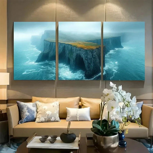 3pcs Scottish Highlands Cliffs Metal Print Ready to Hang Art