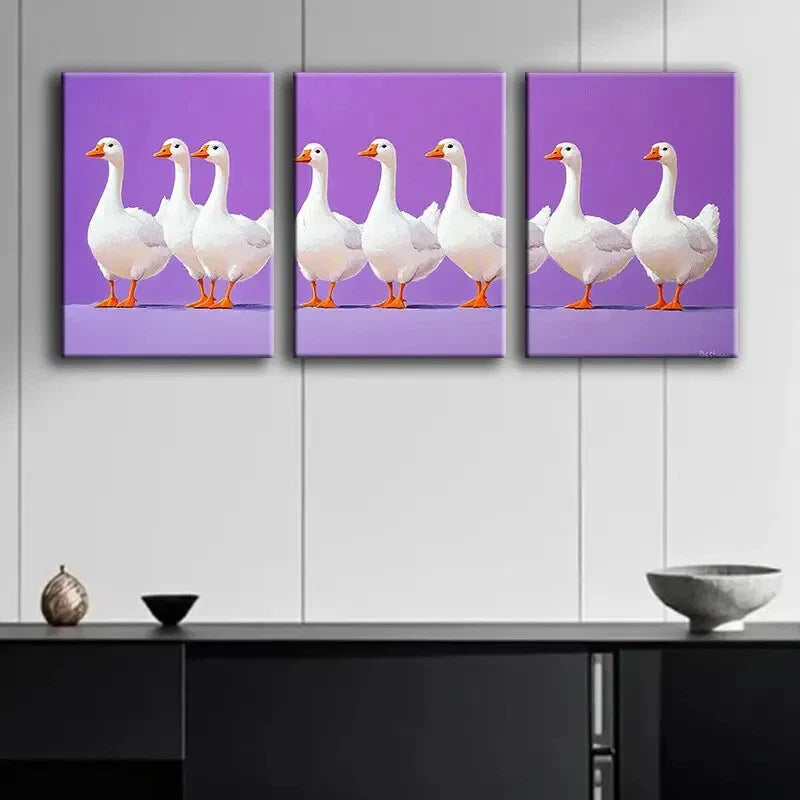 3pcs Lots of Geese Metal Print Ready to Hang Art