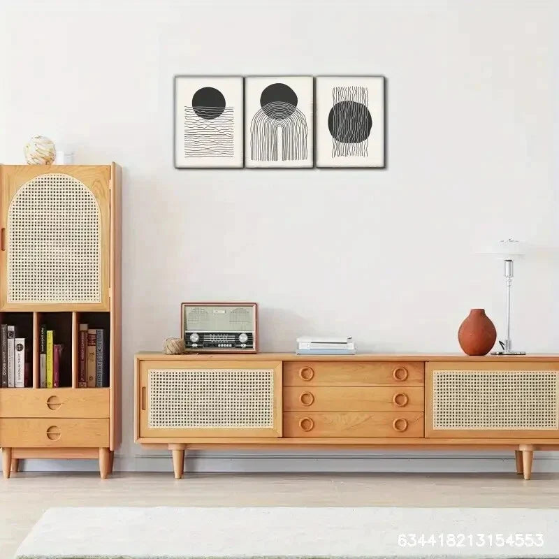 3pcs lack and white Spatial Aesthetic Presentation Metal Print Ready to Hang Art